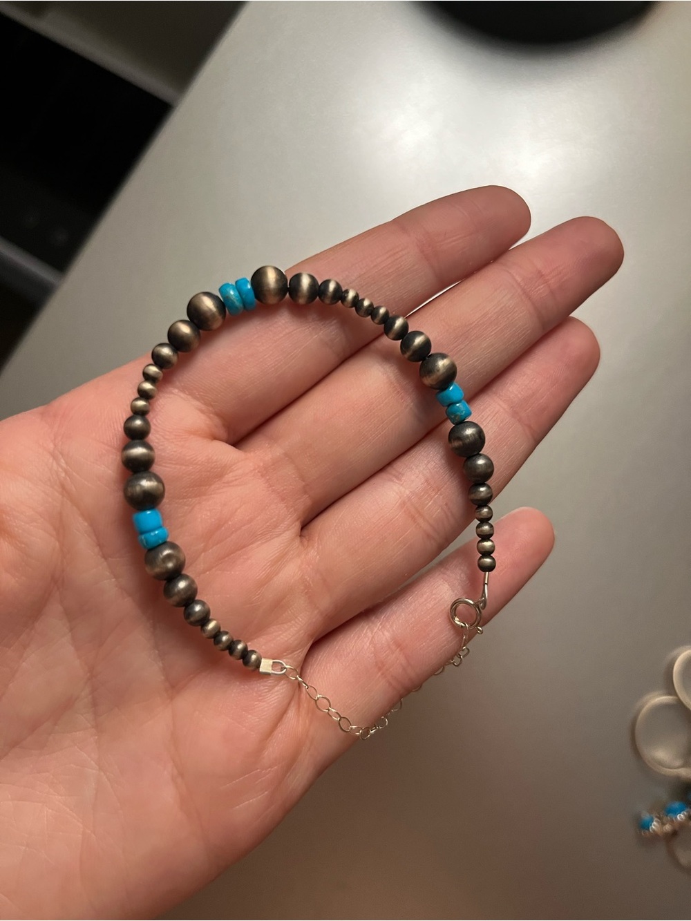 Sterling Silver Pearl & Turquoise Bracelet - Southwestern Style